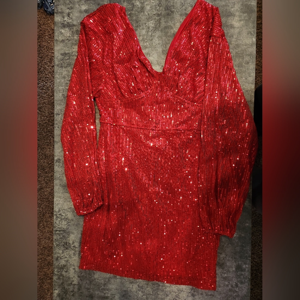 NWT D&M Red sequened dress